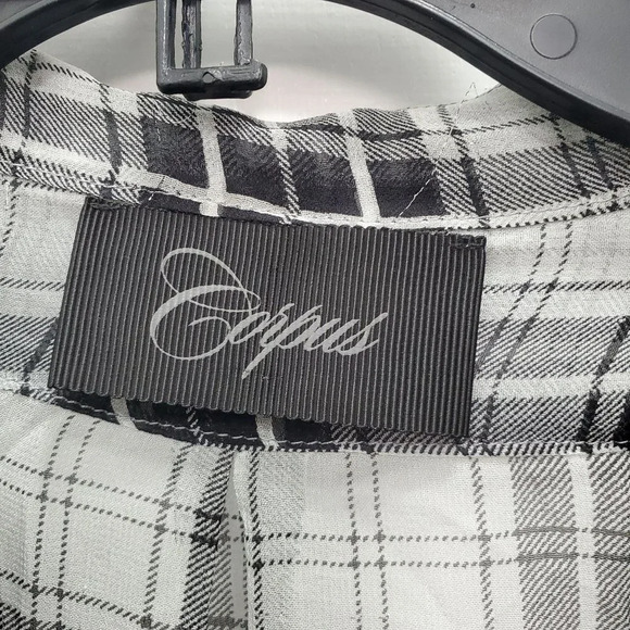 Urban Outfitters | Corpus Women's Black White Plaid 100% Silk Sheer Button Up XS - Picture 4 of 6